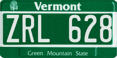 VT license plate ZRL628