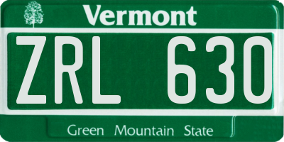 VT license plate ZRL630