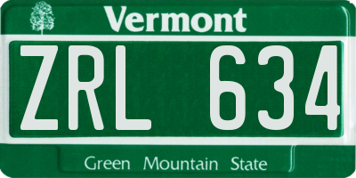 VT license plate ZRL634