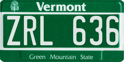 VT license plate ZRL636
