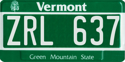 VT license plate ZRL637