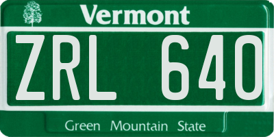 VT license plate ZRL640