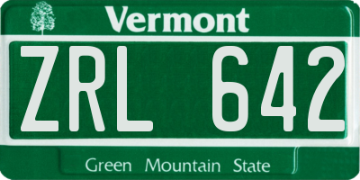 VT license plate ZRL642