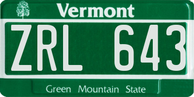 VT license plate ZRL643
