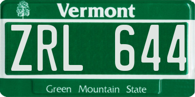 VT license plate ZRL644