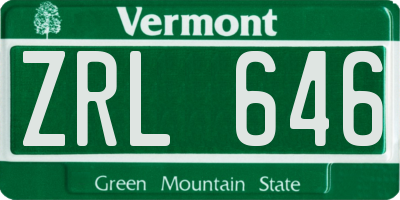 VT license plate ZRL646