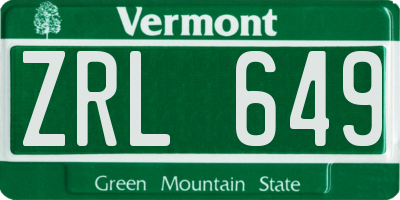 VT license plate ZRL649