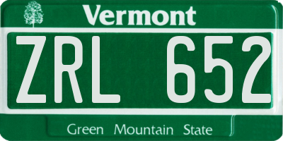 VT license plate ZRL652