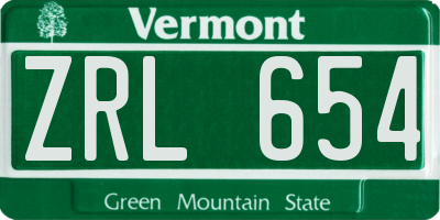 VT license plate ZRL654