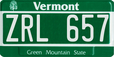 VT license plate ZRL657