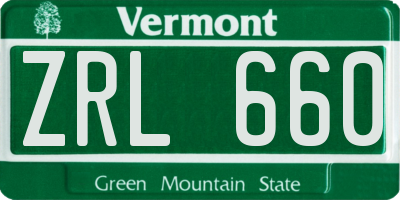 VT license plate ZRL660