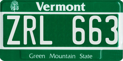VT license plate ZRL663