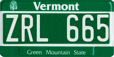 VT license plate ZRL665