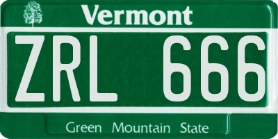 VT license plate ZRL666