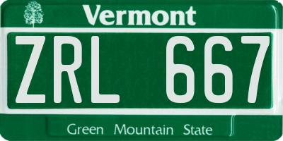 VT license plate ZRL667