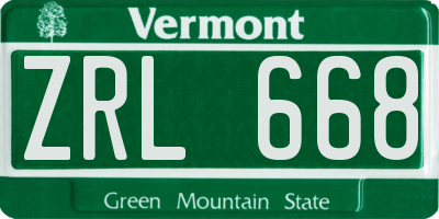 VT license plate ZRL668