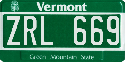 VT license plate ZRL669