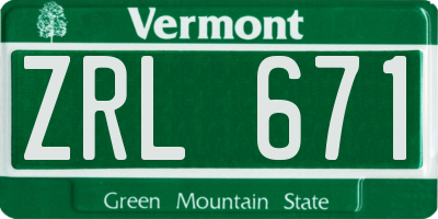 VT license plate ZRL671