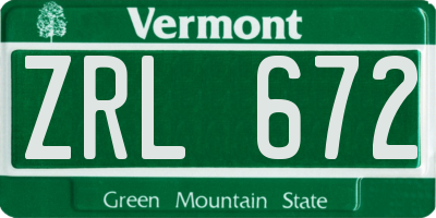 VT license plate ZRL672