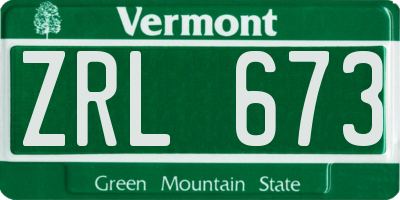 VT license plate ZRL673