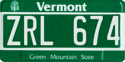 VT license plate ZRL674