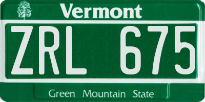 VT license plate ZRL675