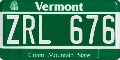 VT license plate ZRL676