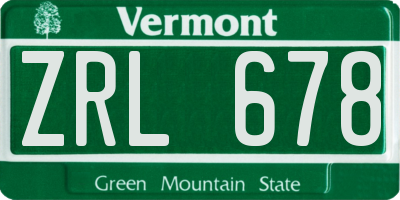 VT license plate ZRL678