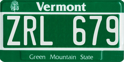 VT license plate ZRL679