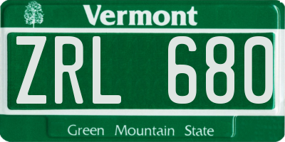 VT license plate ZRL680