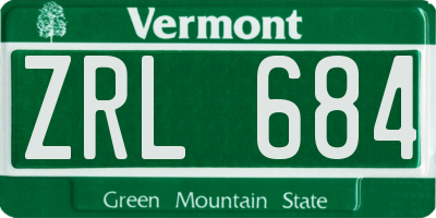 VT license plate ZRL684