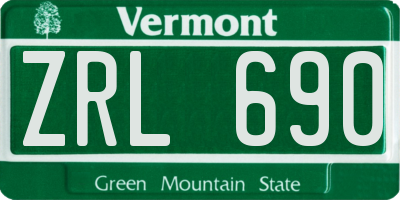 VT license plate ZRL690