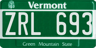 VT license plate ZRL693