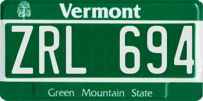 VT license plate ZRL694
