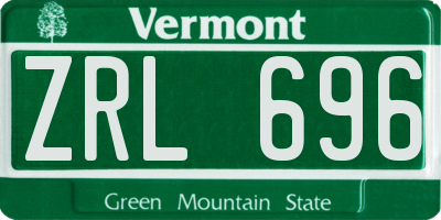 VT license plate ZRL696