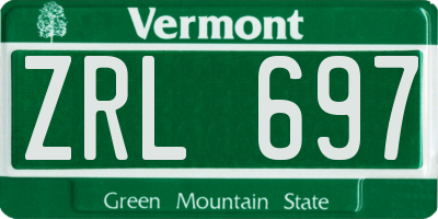 VT license plate ZRL697