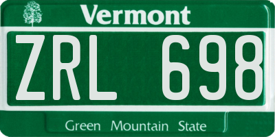 VT license plate ZRL698