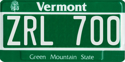 VT license plate ZRL700