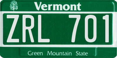 VT license plate ZRL701