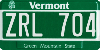 VT license plate ZRL704
