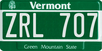 VT license plate ZRL707