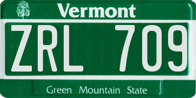 VT license plate ZRL709