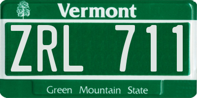 VT license plate ZRL711