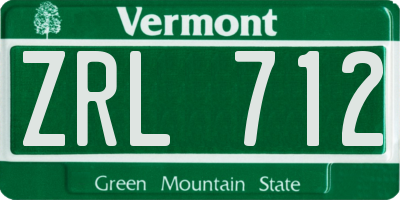 VT license plate ZRL712