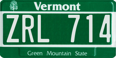 VT license plate ZRL714