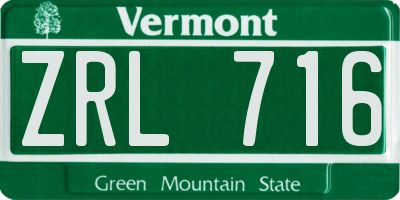 VT license plate ZRL716