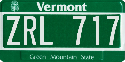 VT license plate ZRL717