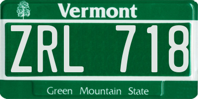 VT license plate ZRL718
