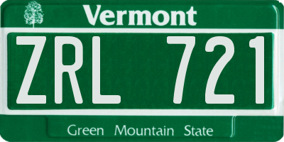 VT license plate ZRL721