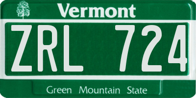 VT license plate ZRL724